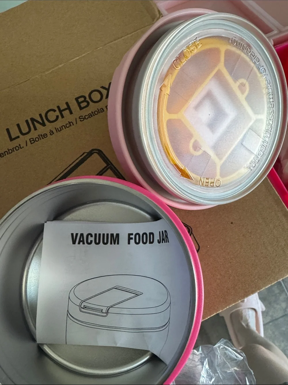 Pink Compartmental Lunch Box with Removable Container